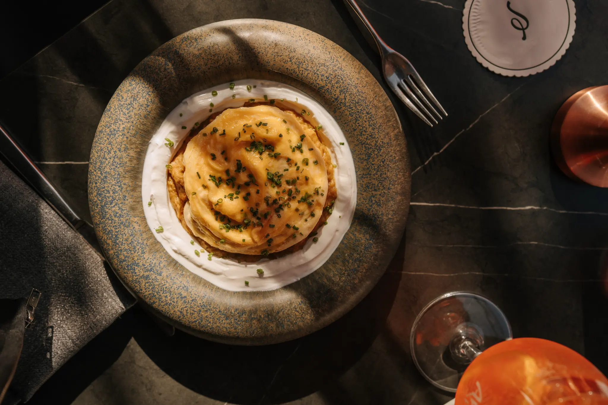 Pancakes with butter and chives at Stella brunch