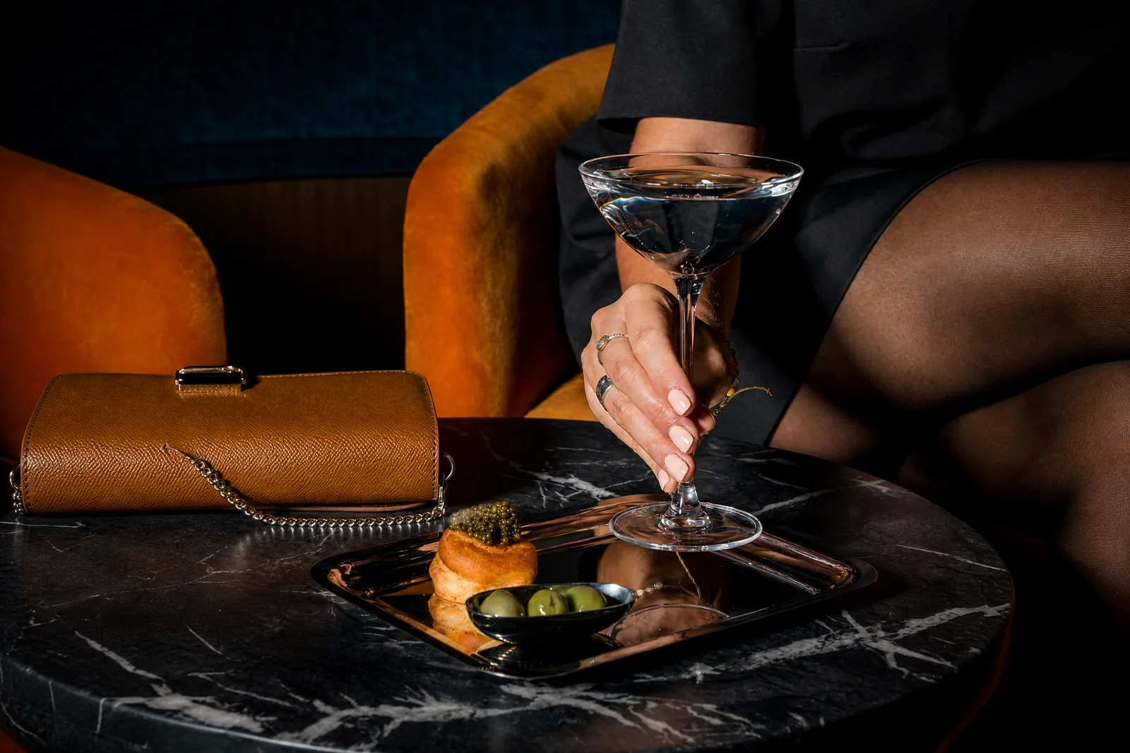 Cocktail and caviar service at Stella Cocktail Bar in South Yarra