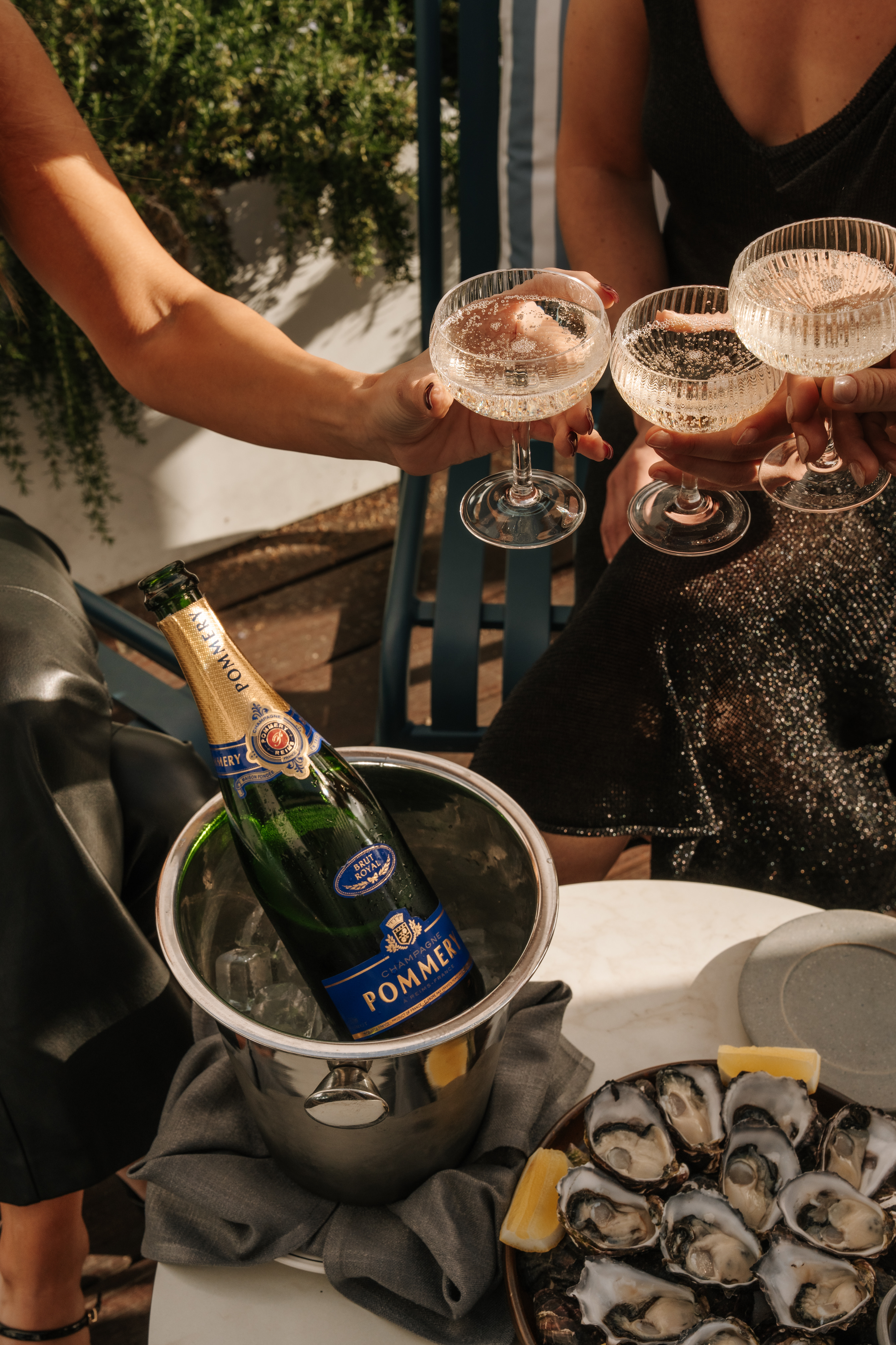 Pommery Champagne, raised coupes and fresh oysters at Stella Rooftop in South Yarra